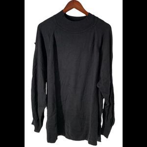 Isaac Mizrahi Live! Split Sleeve Pullover Mock Neck Sweater Pitch Blk - Regular